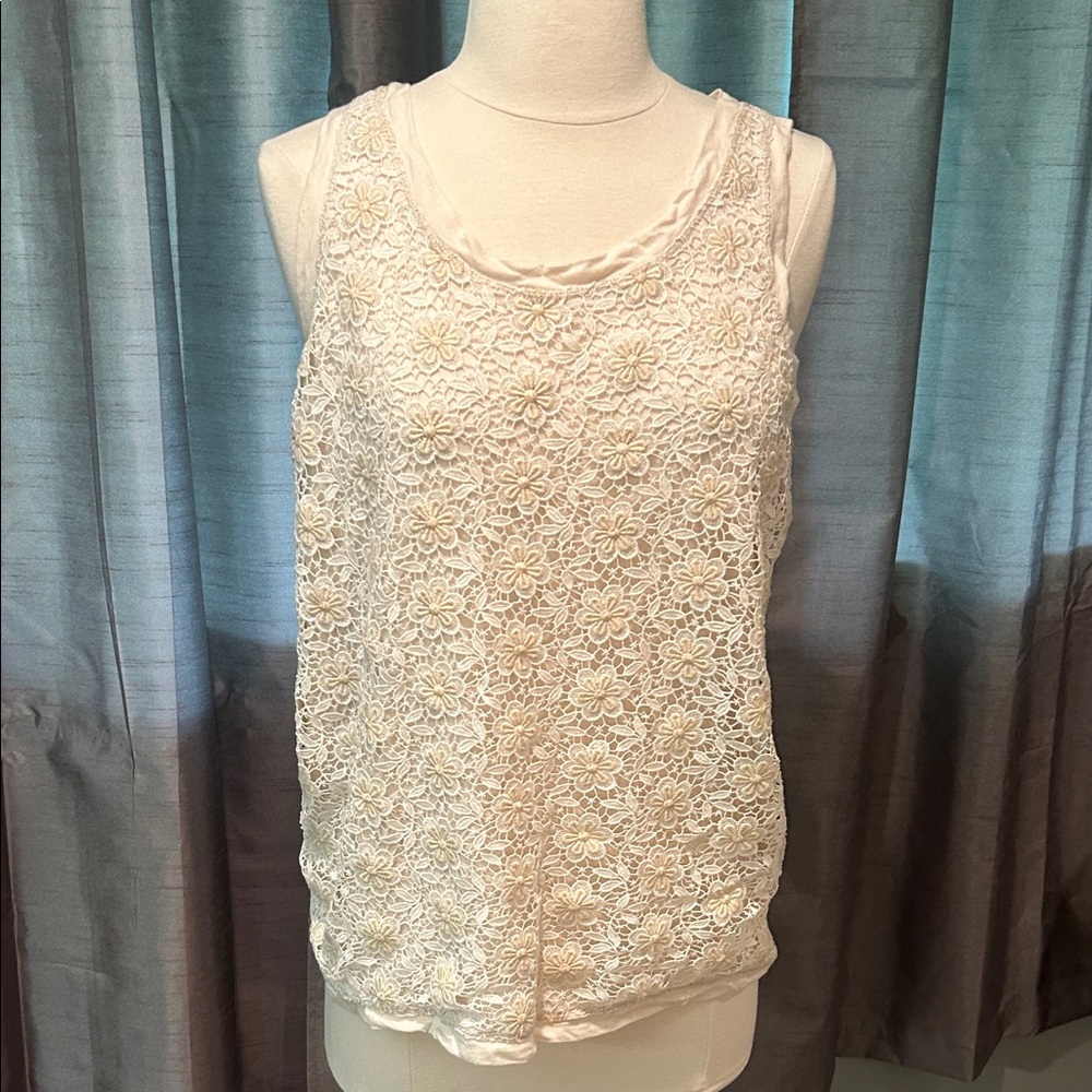 J. Crew Floral Lace Tank Top - Cream - medium